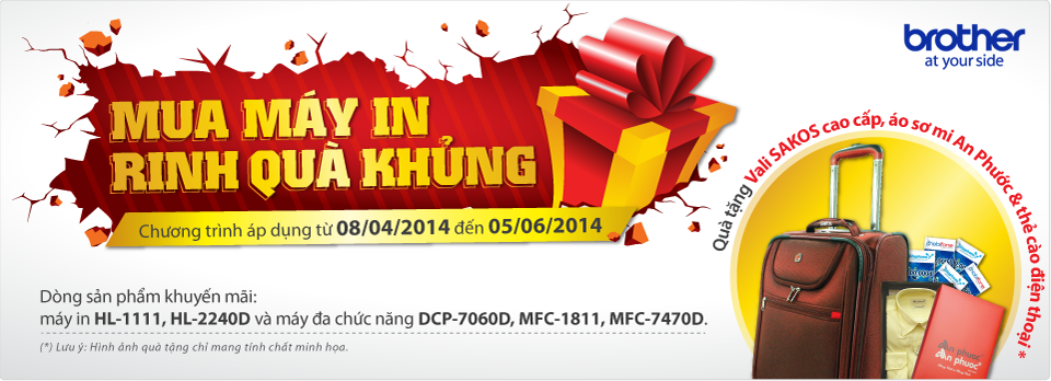 Khuyến mãi máy in Brother từ ngày 07/04/2014 - 06/06/2014